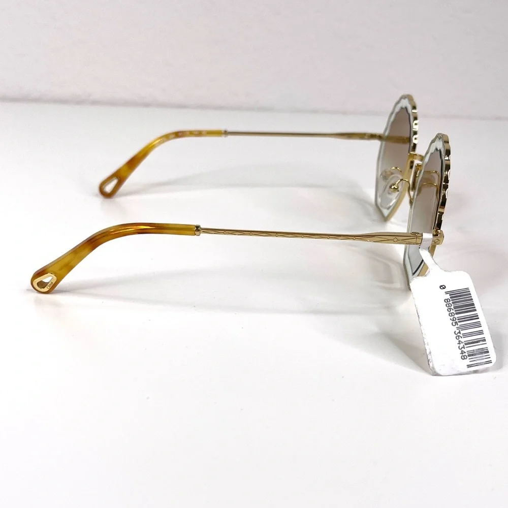 CHLOE Boho Geometric Sunglasses NEW Gradient Burnt Gold Azure